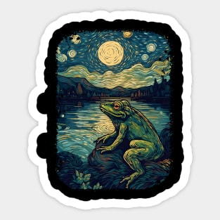 Vincent Van Gogh Starry Night  Frog Art Sticker